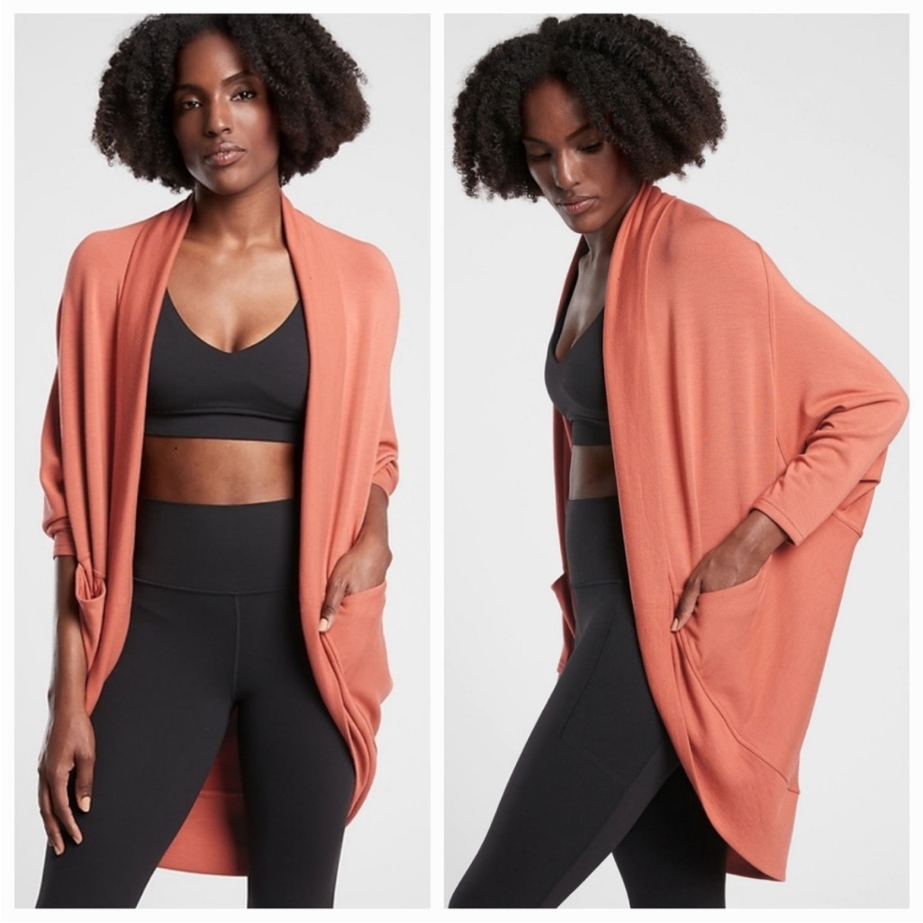 Athleta Ethereal Cocoon Wrap Terracotta Orange Cardigan